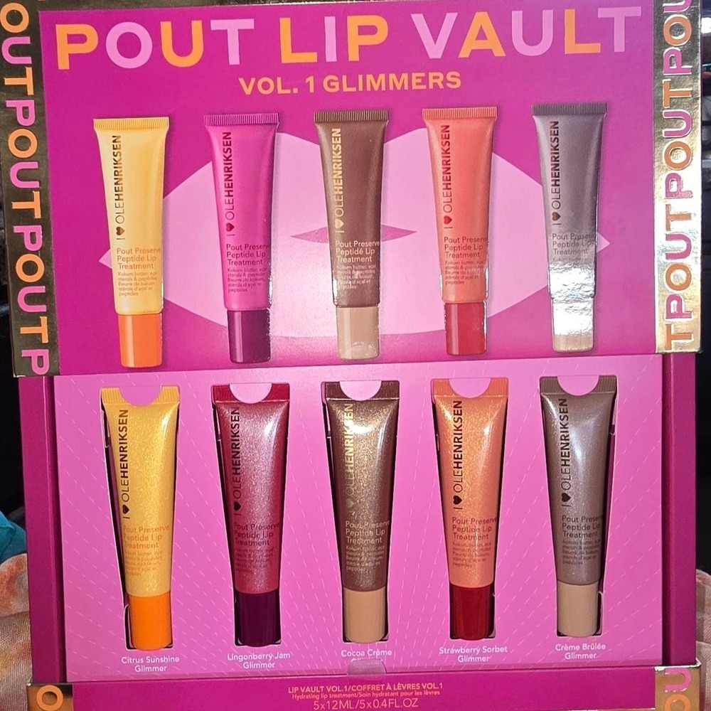Ole Henriksen Pout Lip Vault Vol 1 Glimmers 5pc Peptide Lip Treatment Set New